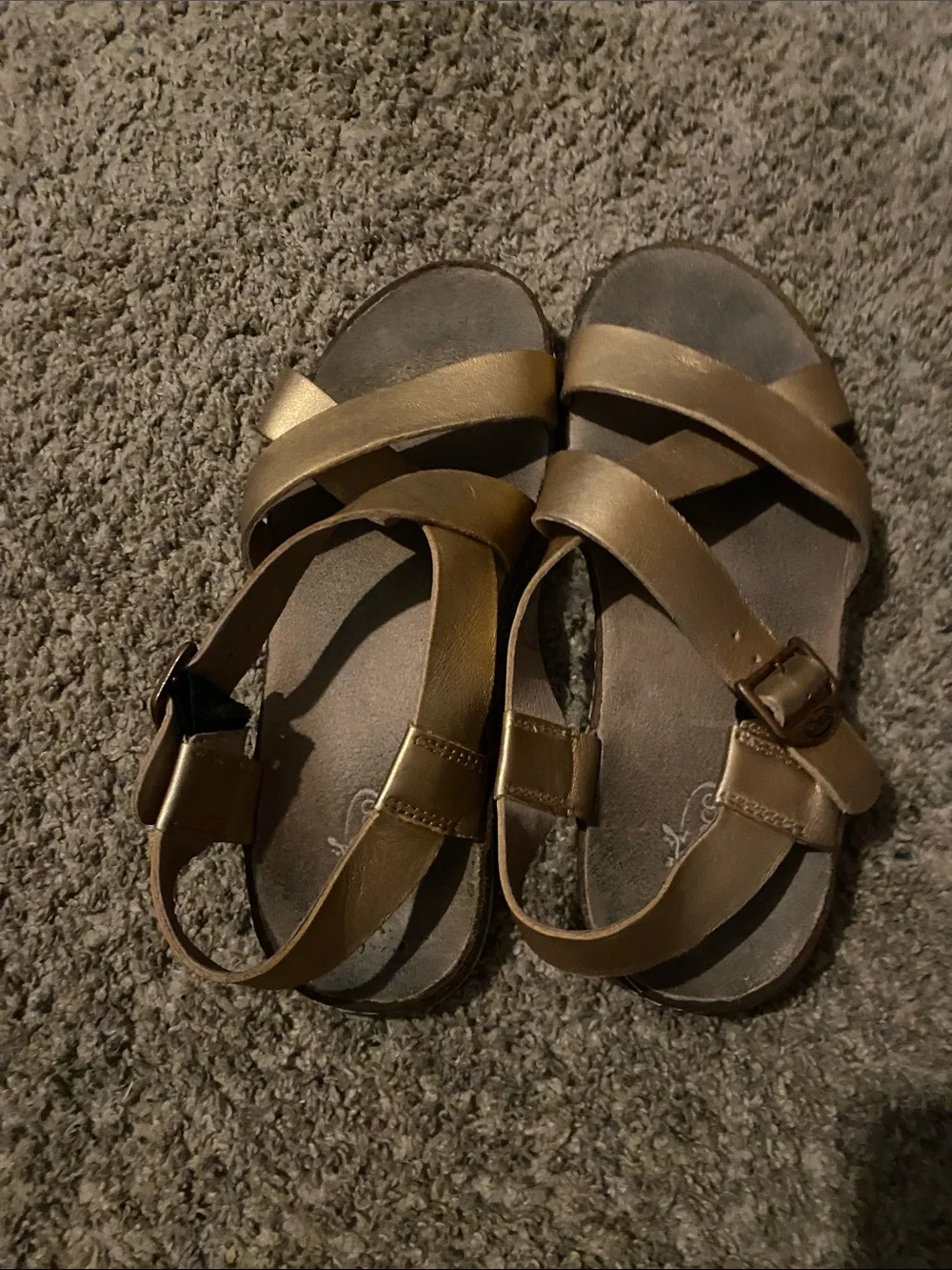 Chaco Kids Metallic Bronze Crisscross Strap Sandals